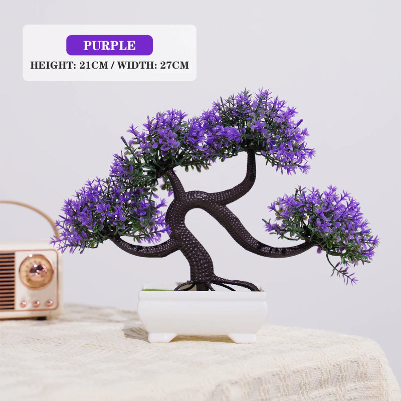 Bonsai Artificial Premium em Vaso | Mini Árvore Decorativa Realista | Flores Falsas para Mesa, Jardim, Escritório e Decoração de Interiores
