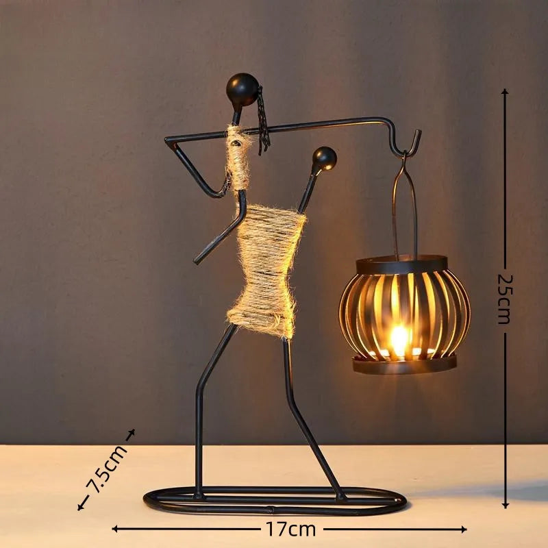 Castiçal Escultura Abstrata em Metal – Decoração Nórdica Moderna para Casa e Escritório