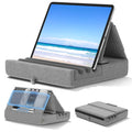 KDD Suporte Almofada para Tablet: Base Dobrável para iPad Pro, Tablets e eReaders - Dock Macio para Colo, Cama e Mesa com Bolso de Armazenamento e Suporte para Caneta Stylus