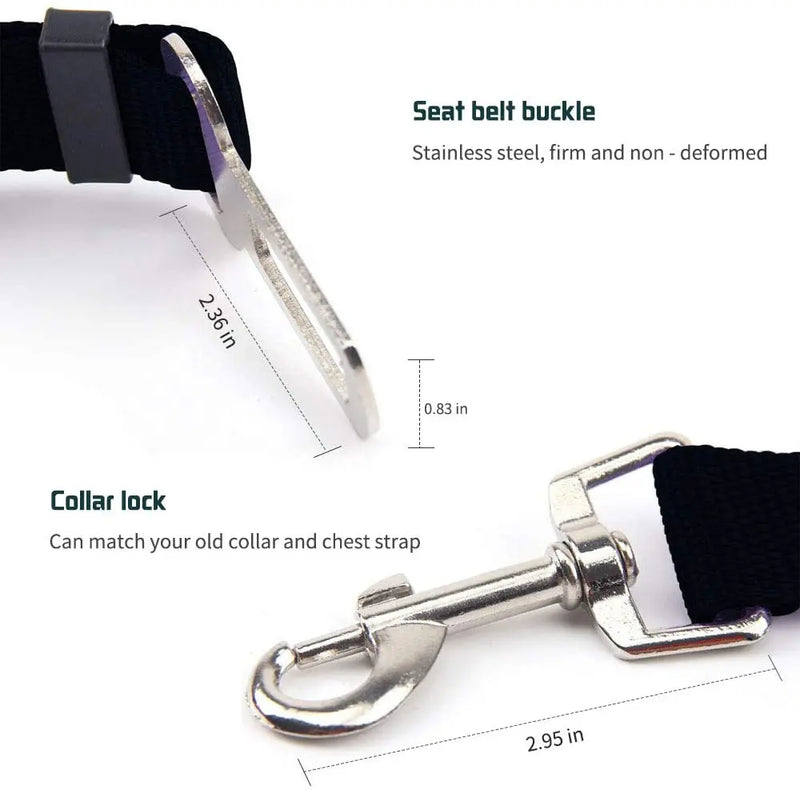 Ceinture de sécurité réglable pour chien et chat – Clip de véhicule | Guide de connexion rapide pour un transport en toute sécurité