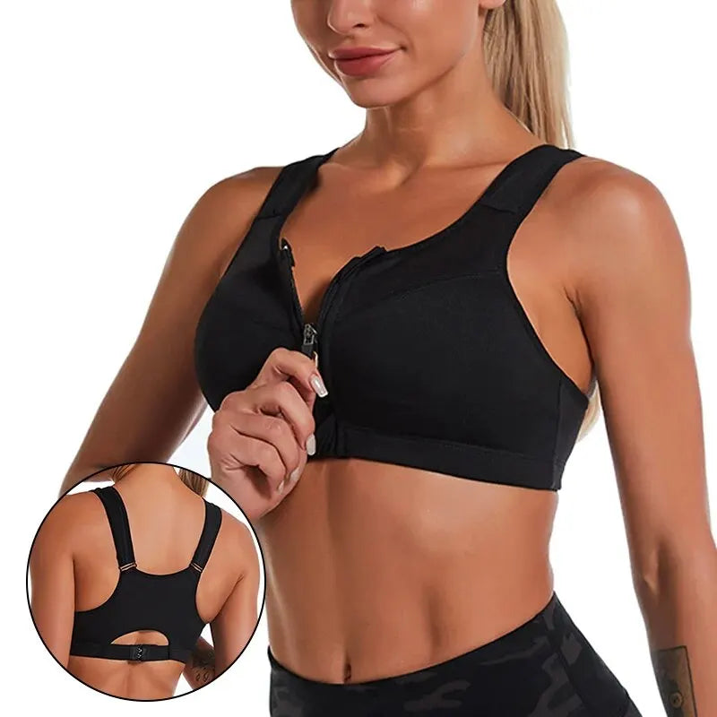Soutien-gorge de sport pour femme avec fermeture éclair sur le devant – Séchage rapide, maintien élevé et confort