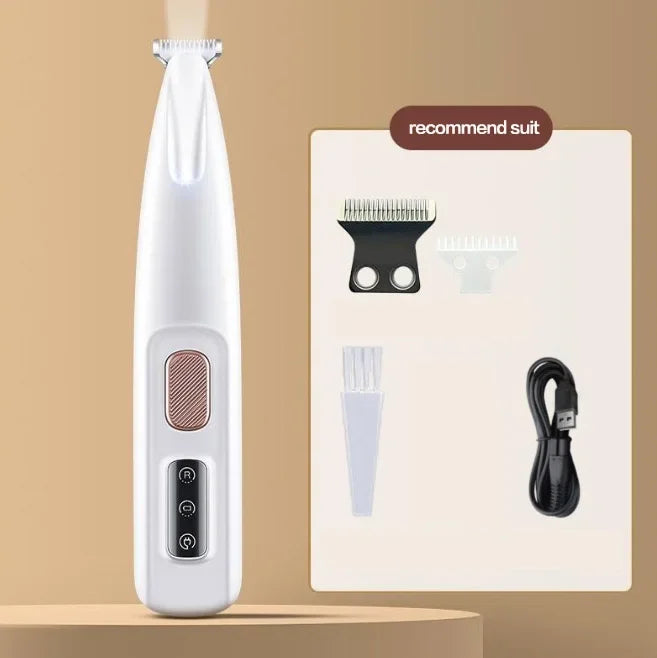 Aparador de Pelos para Patas com Luz LED – À Prova d’Água, Tela Digital e Lâmina Larga de 18mm – Ideal para Higiene Pet Profissional