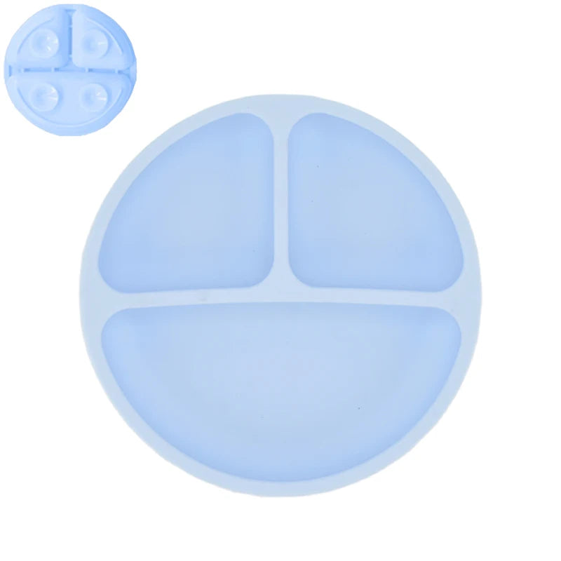 Ensemble en silicone pour enfants : assiette, cuillère à riz et bol avec ventouse et design amusant