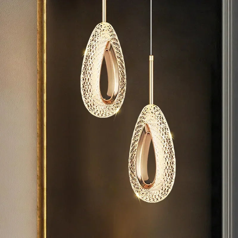 Lustre LED en cristal de luxe nordique – Suspension pour salon, chambre, salle à manger et restaurant