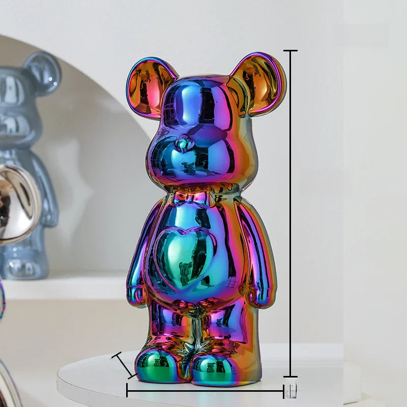 Escultura de Urso em Cerâmica Estilo Brick – Decoração Moderna para Quarto e Sala – 17/27 cm
