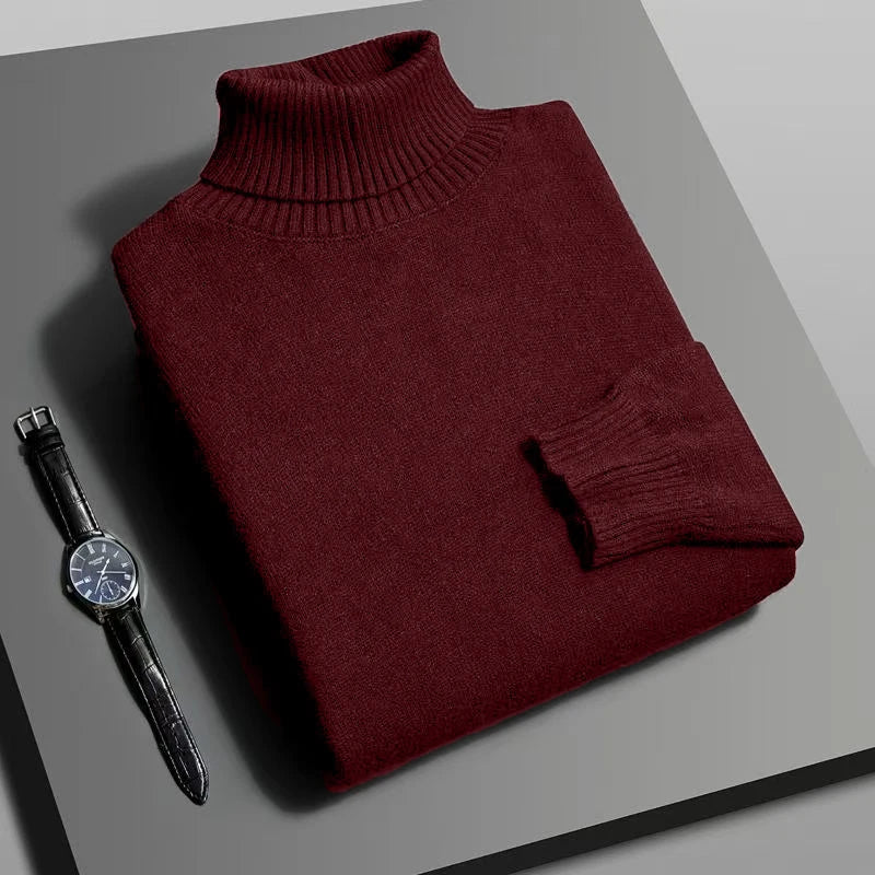 Pull col roulé coupe slim pour homme – Tricot de qualité supérieure, anti-boulochage, manches longues | Style streetwear décontracté