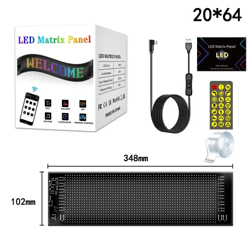 RGB LED Eyes Panel for Truck and Car | Customizable Scrolling Text | Bluetooth App Control | Programmable DIY