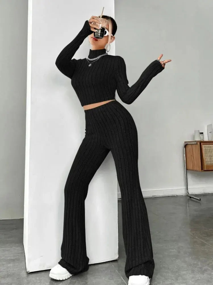 Ensemble slim basique pour femme en polyester à élasticité moyenne – À utiliser en toutes saisons