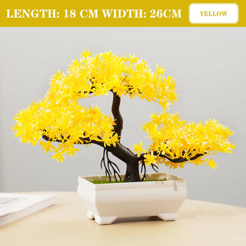 Bonsai Artificial Premium em Vaso | Mini Árvore Decorativa Realista | Flores Falsas para Mesa, Jardim, Escritório e Decoração de Interiores