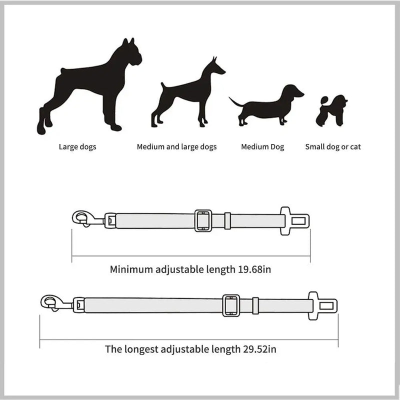 Ceinture de sécurité réglable pour chien et chat – Clip de véhicule | Guide de connexion rapide pour un transport en toute sécurité
