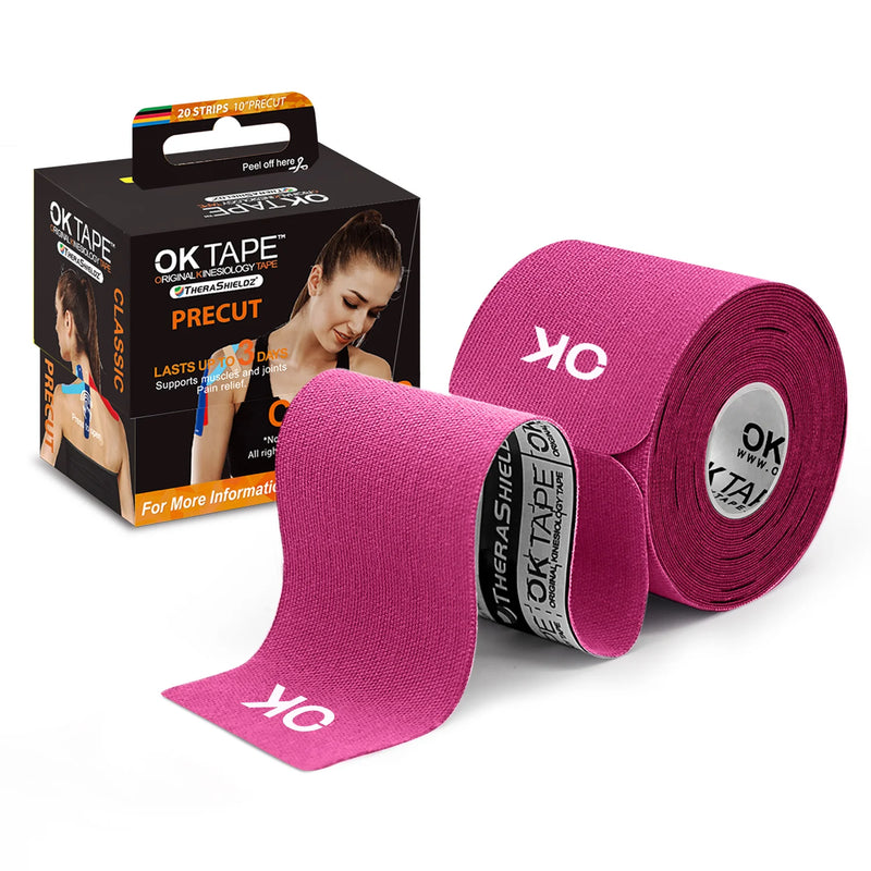 Fita de Cinesiologia 5cm x 5m com 20 Tiras Pré-Cortadas – Bandagem Elástica Sem Látex para Joelhos, Ombros e Músculos | Fitness, Fisioterapia, Esportes