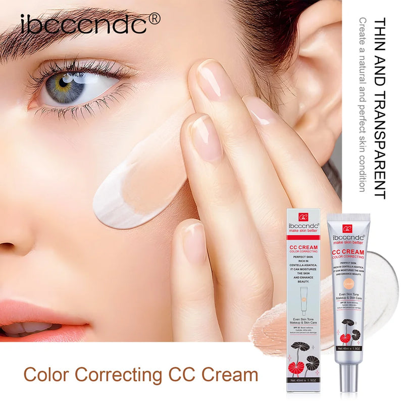 CC Cream Facial com Centella Asiática 45ml ou 15ml – Correção de Cor, Clareamento e Hidratação | Base Natural com Adaptação ao Tom da Pele | ibcccndc