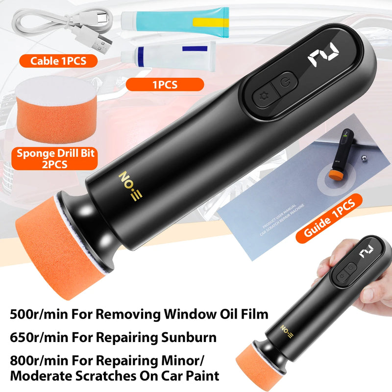 Polisseuse de voiture portable sans fil 3 vitesses – Polisseuse LED rechargeable par USB-C