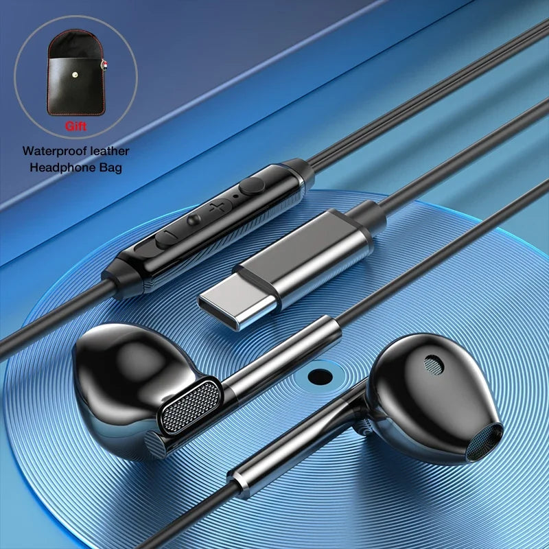 Fone Eardeco com Fio | Tipo-C ou 3.5mm | Microfone | Grave Potente | Hi-Fi Estéreo | Cancelamento de Ruído | Para Android, PC e Mais