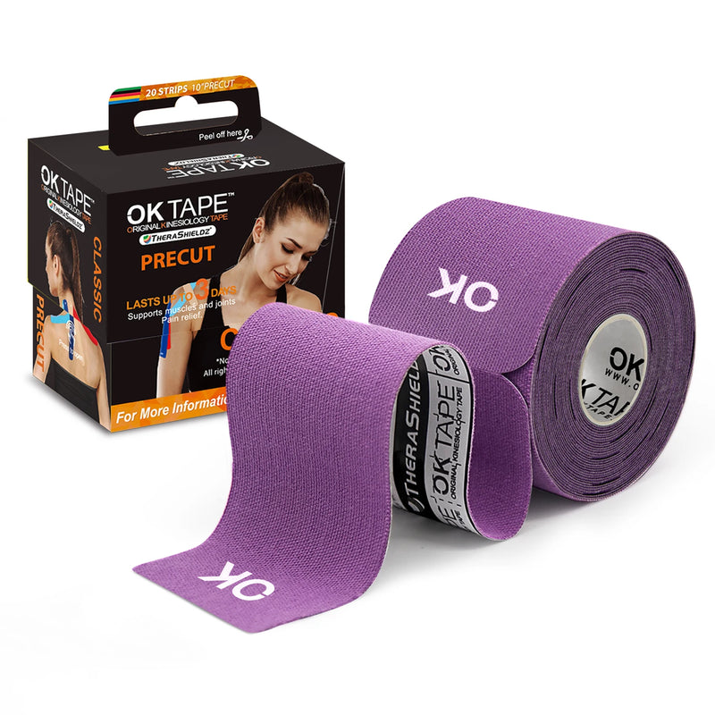 Fita de Cinesiologia 5cm x 5m com 20 Tiras Pré-Cortadas – Bandagem Elástica Sem Látex para Joelhos, Ombros e Músculos | Fitness, Fisioterapia, Esportes
