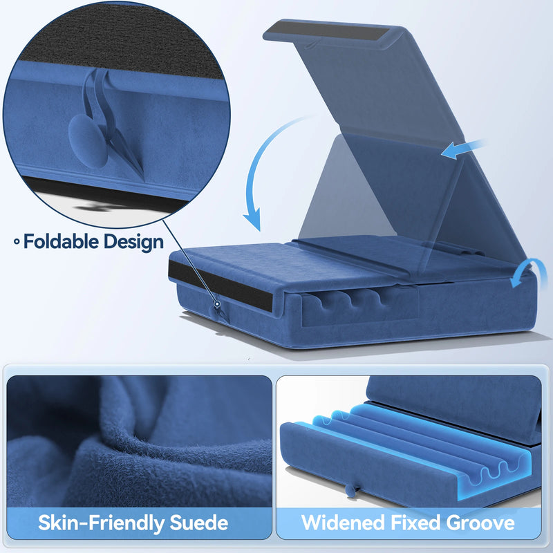 KDD Suporte Almofada para Tablet: Base Dobrável para iPad Pro, Tablets e eReaders - Dock Macio para Colo, Cama e Mesa com Bolso de Armazenamento e Suporte para Caneta Stylus