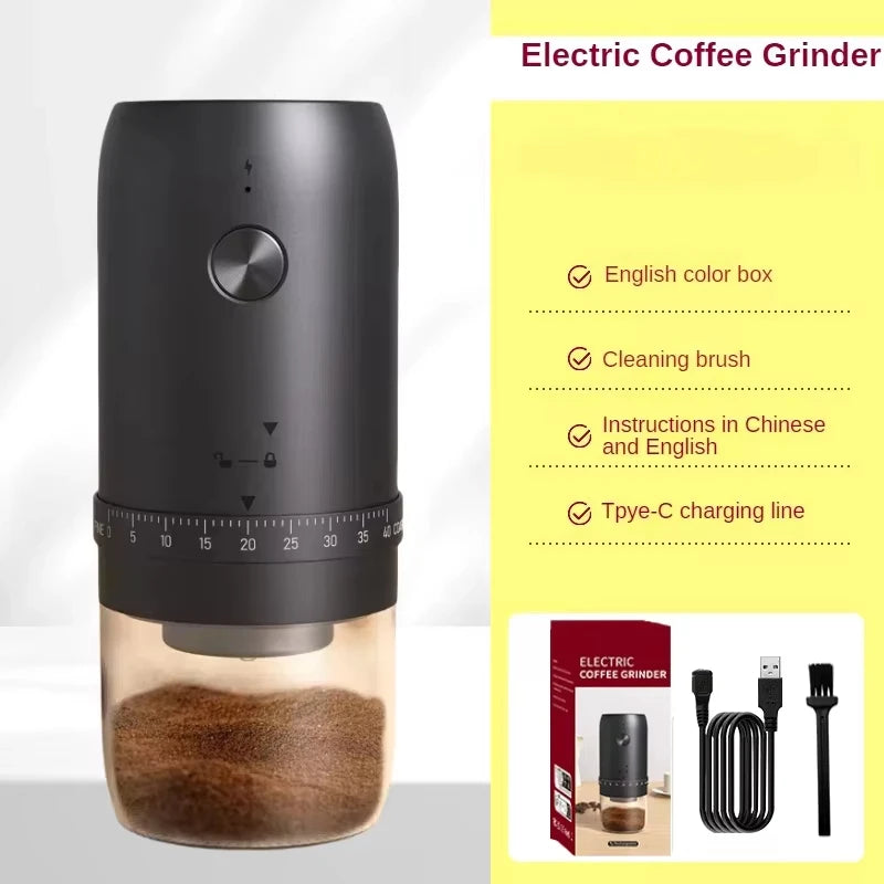 Moedor de Café Elétrico USB Portátil – 40 Níveis de Moagem, Recarregável