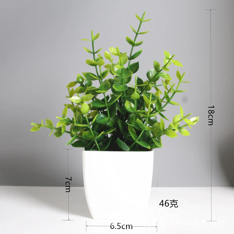 Bonsai Artificial Verde Eucalipto em Vaso – Planta Decorativa para Casa, Escritório e Jardim
