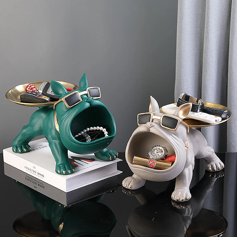 Caixa de Armazenamento Decorativa em Formato de Cachorro – Resina Durável 30cm
