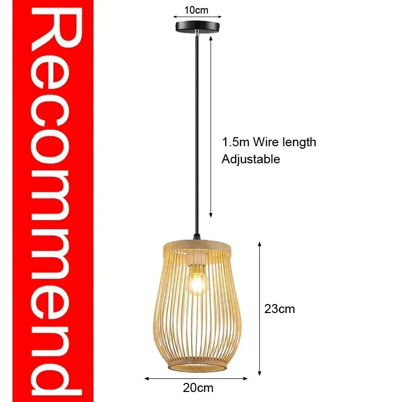 Lustre de Bambu Pendente Artesanal Natural para Sala Quarto Varanda