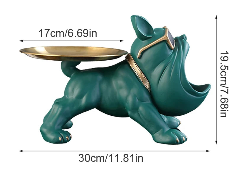 Caixa de Armazenamento Decorativa em Formato de Cachorro – Resina Durável 30cm