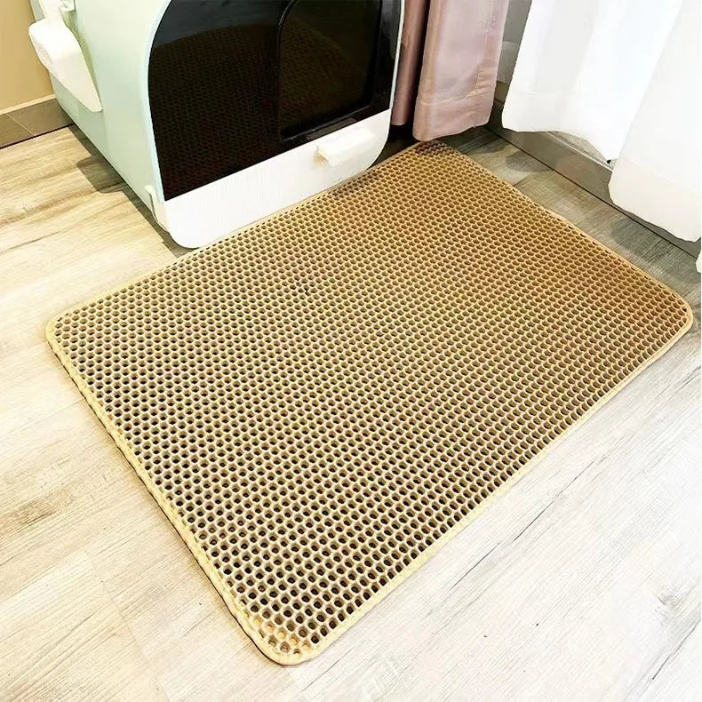 Tapis de litière pour chat – Grand, double couche, EVA imperméable | Collecteur de sable pour bac à litière