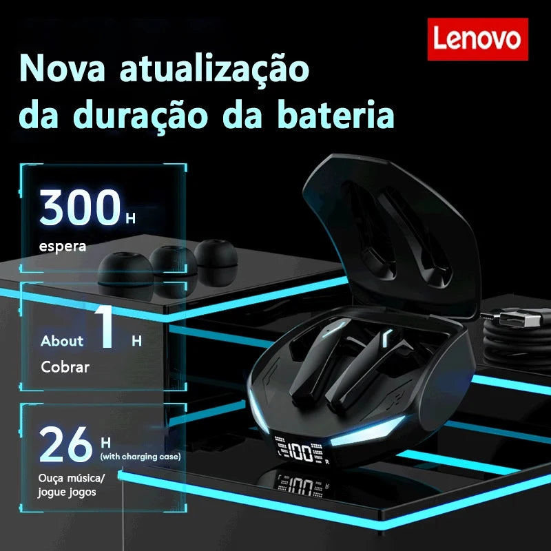 Fone Gamer Lenovo GM2 Pro Max | Bluetooth 5.4 | LED Display | À Prova D’Água | Cancelamento de Ruído | Baixa Latência