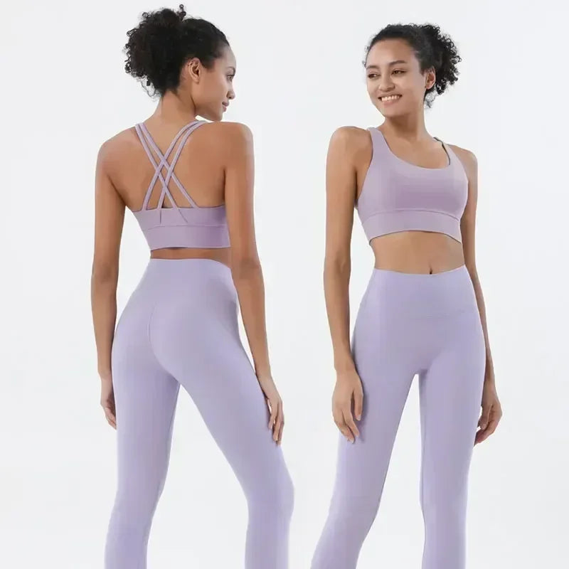 Conjunto Fitness Feminino com Legging e Top – Roupa de Academia para Ioga, Corrida e Musculação | Tecido Respirável, Cintura Alta e Suporte no Sutiã