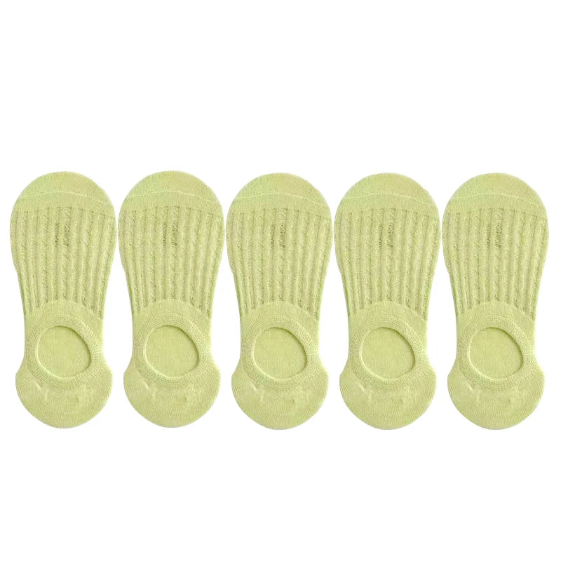 Chaussettes invisibles en dentelle pour femmes, antidérapantes, courtes, respirantes, en coton et silicone, pour l'été