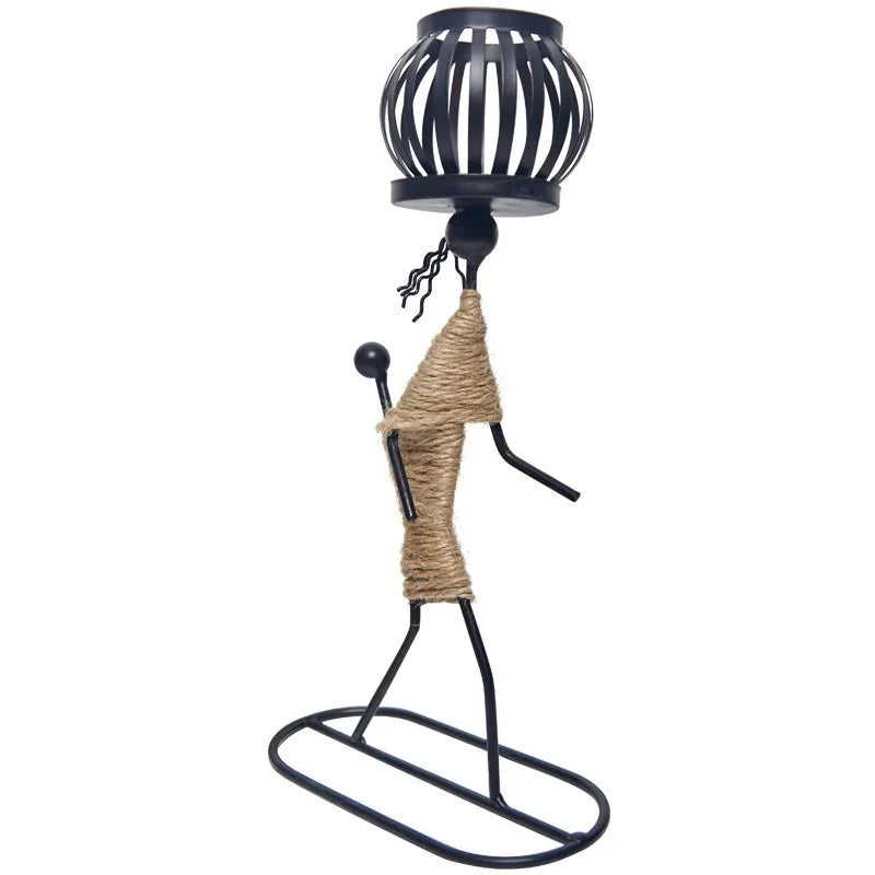 Castiçal Escultura Abstrata em Metal – Decoração Nórdica Moderna para Casa e Escritório