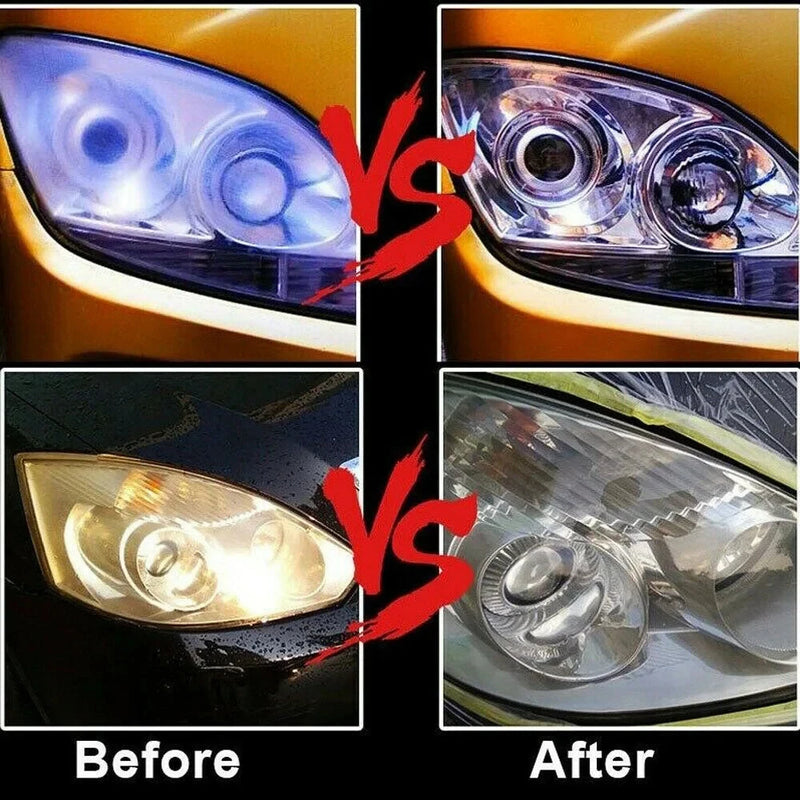 Car Headlight Restoration Kit with Chemical Polishing – Automotive Tool with Repair Fluid and Accessories