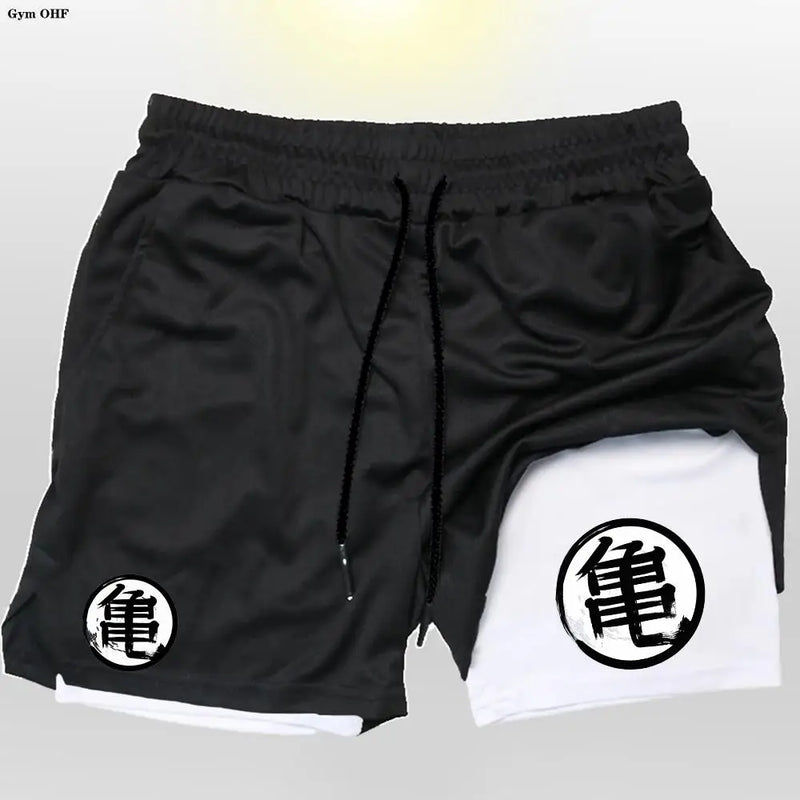Short Goku 2 en 1 pour homme – Entraînement, course et gym à séchage rapide