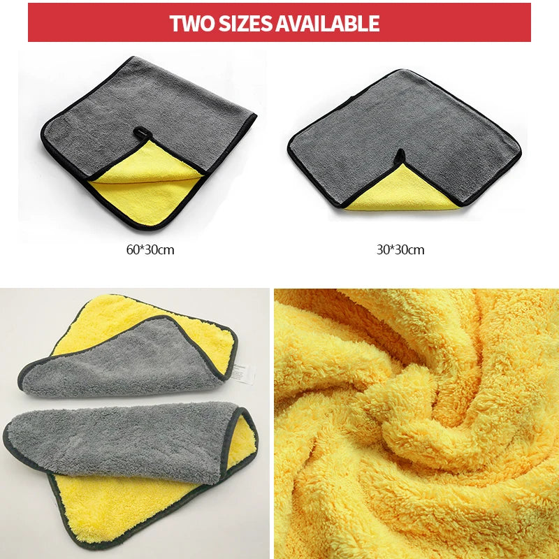 Serviette en microfibre Seametal 400 g/m² – Double face, haute absorption, séchage rapide, polaire corail pour lavage auto