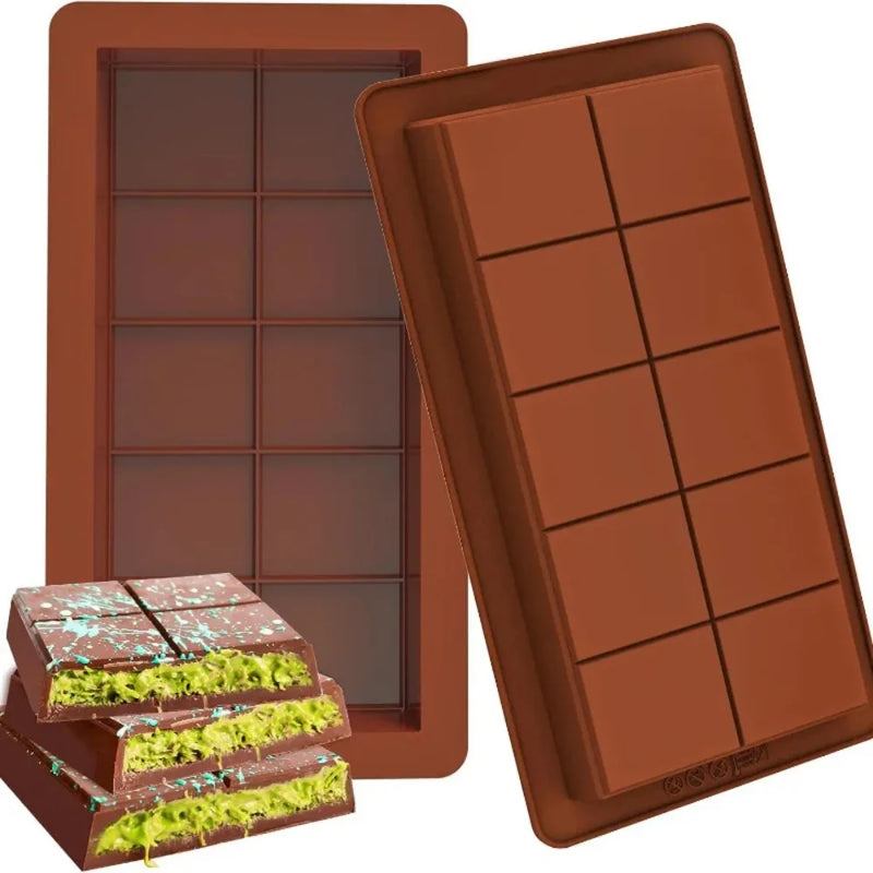 Molde de Silicone Quebrado para Barras de Chocolate e Cera – Fácil Liberação, Durável e Versátil