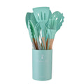 Kit 12 Utensílios de Cozinha em Silicone com Cabo de Madeira – Antiaderente e Resistente ao Calor