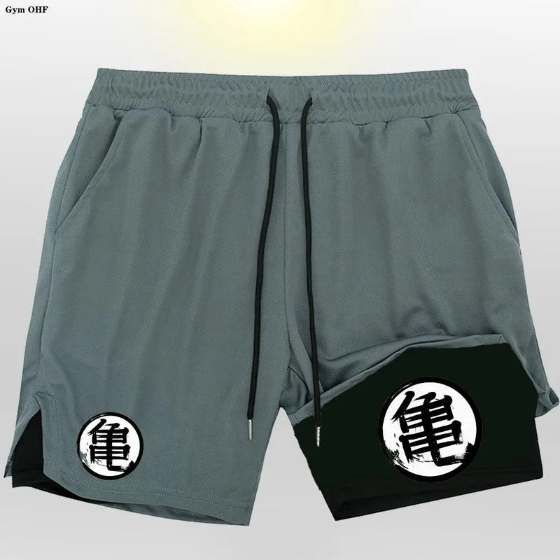 Short Goku 2 en 1 pour homme – Entraînement, course et gym à séchage rapide