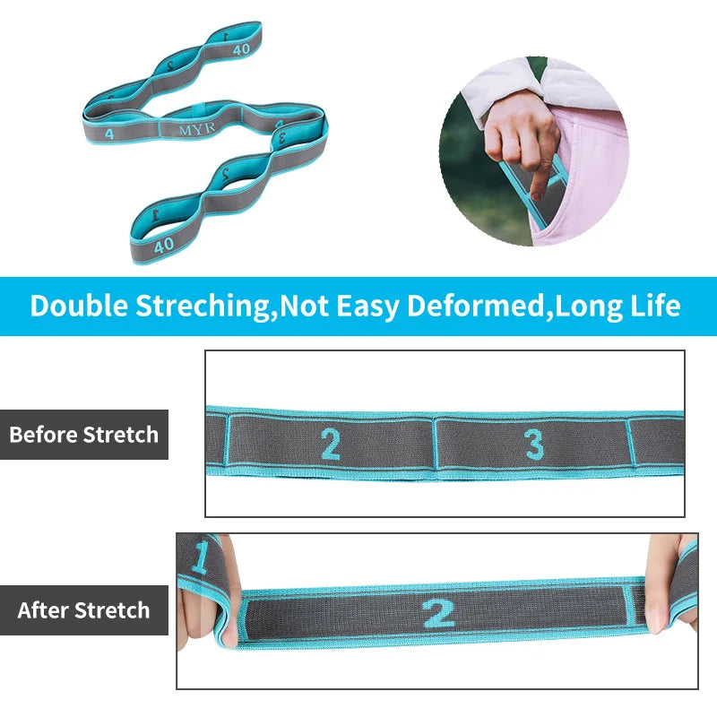 Faixa Elástica com Alças para Alongamento – Correia de Ioga e Pilates (115cm) | Ideal para Dança, Flexibilidade e Treino de Mobilidade Corporal