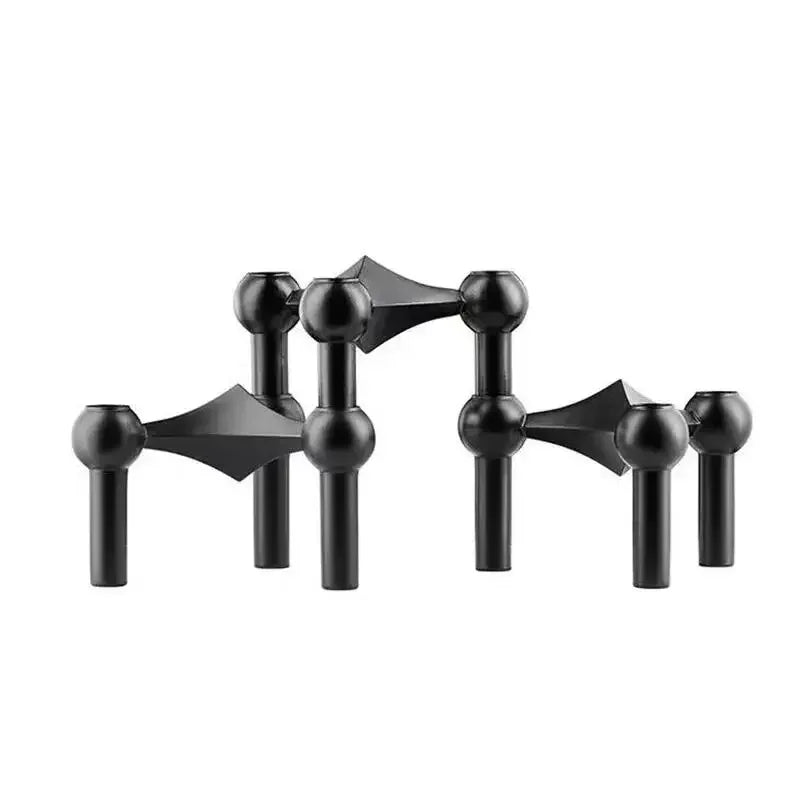 Castiçal Estrutura Molecular em Metal – Design Nórdico Prateado para Sala, Presente e Decoração Moderna