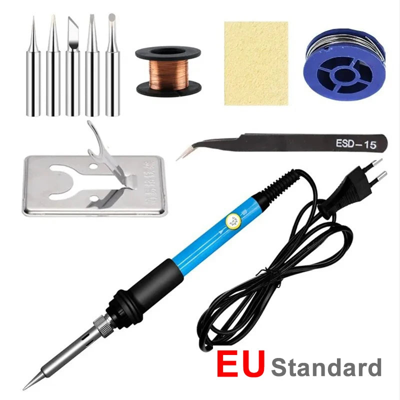 Ferro de Solda Elétrico 60W com Temperatura Ajustável – Ferramenta de Reparo Profissional (Verifique a Tensão Local)