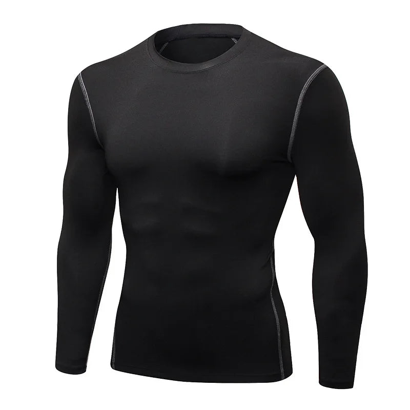 Blusa Segunda Pele Masculina Térmica – Manga Longa, Ajuste Justo, Elástica e de Secagem Rápida para Treinos no Frio