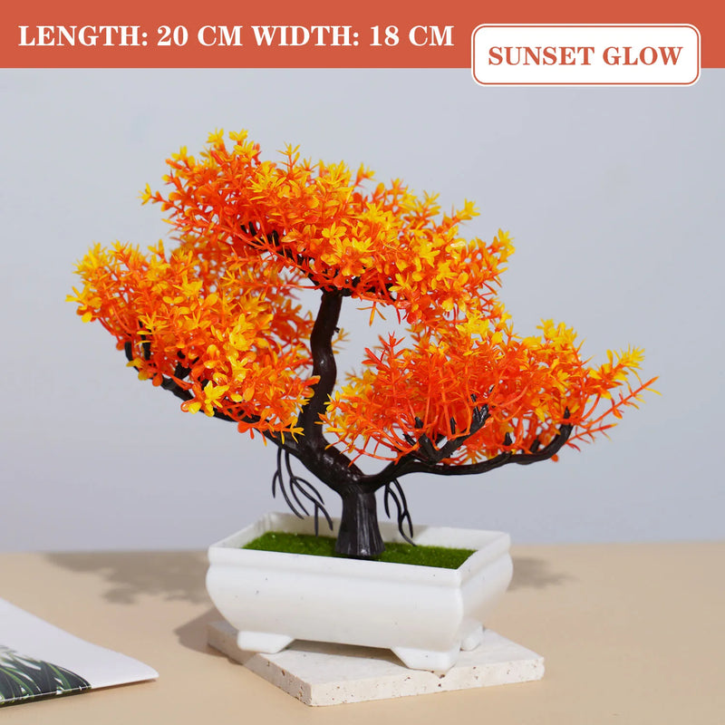 Bonsai Artificial Premium em Vaso | Mini Árvore Decorativa Realista | Flores Falsas para Mesa, Jardim, Escritório e Decoração de Interiores