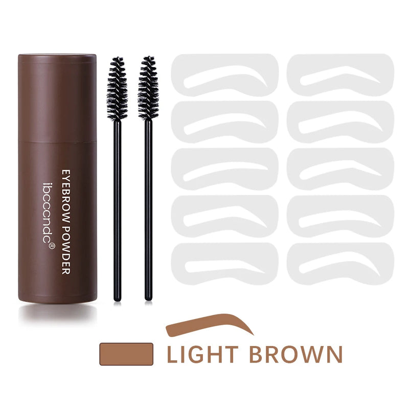 ibcccndc Eyebrow Stamp Kit with 10 Molds + 2 Brushes – 3 Colors, Waterproof, Long Lasting, Natural Filling