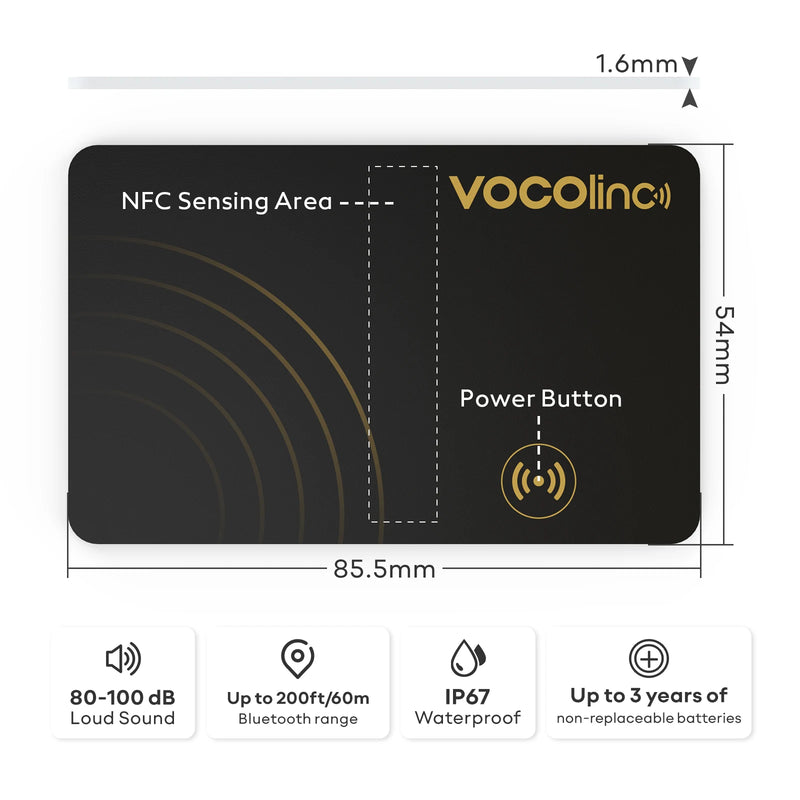 Cartão Rastreador VOCOlinc Fino: Localizador de Itens Smart Tag com Bluetooth e Alarme Antiperda