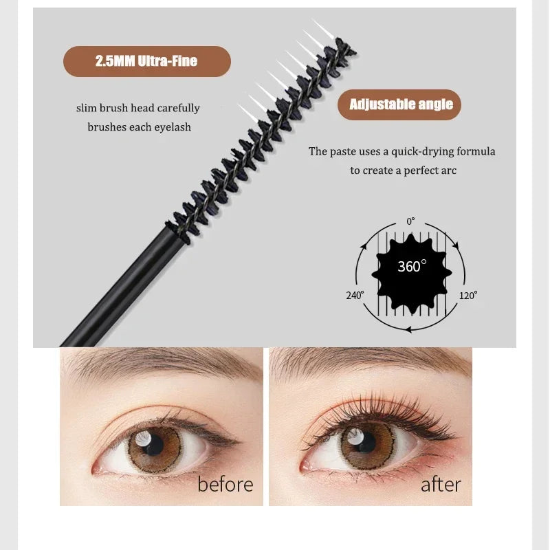 Matte Mascara with Silk Fibers – Long, Curled, Natural Lashes | Precision Brush, Quick Dry, Waterproof, Black &amp; Brown