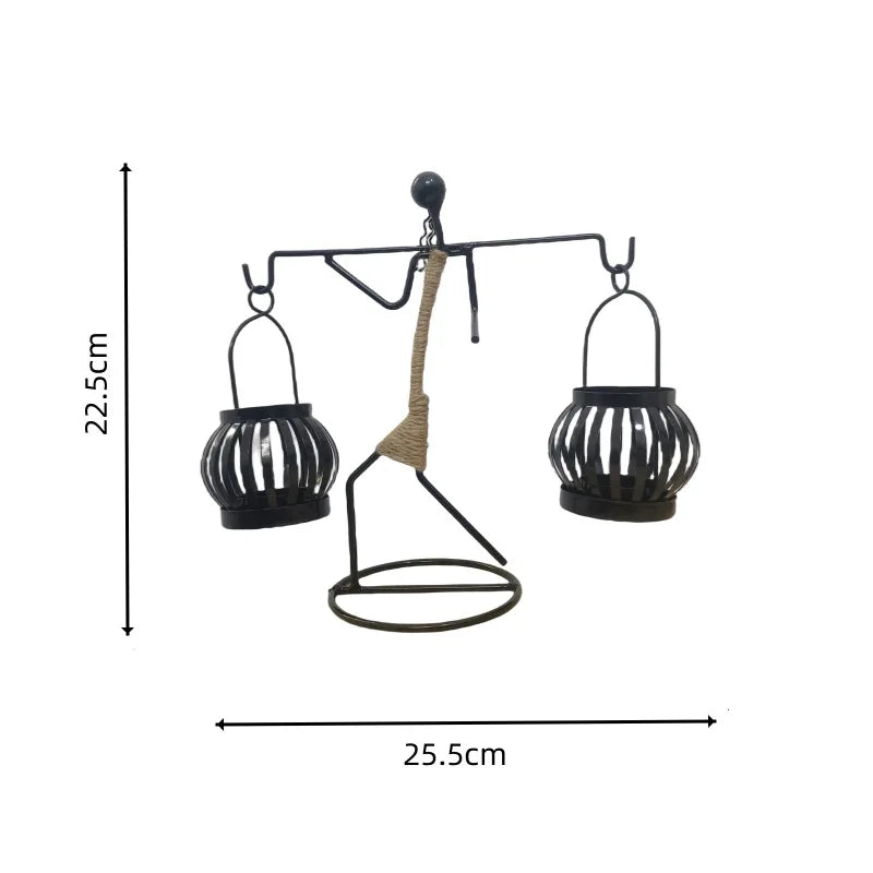 Castiçal Escultura Abstrata em Metal – Decoração Nórdica Moderna para Casa e Escritório