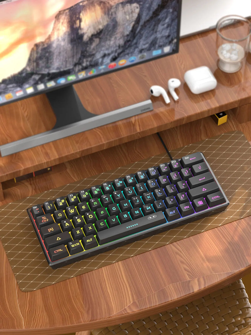 Clavier de jeu MageGee TS91 | 60 % Mini RVB | 61 touches | Sensation mécanique | Ergonomique et résistant à l'eau | Idéal pour les jeux et le bureau