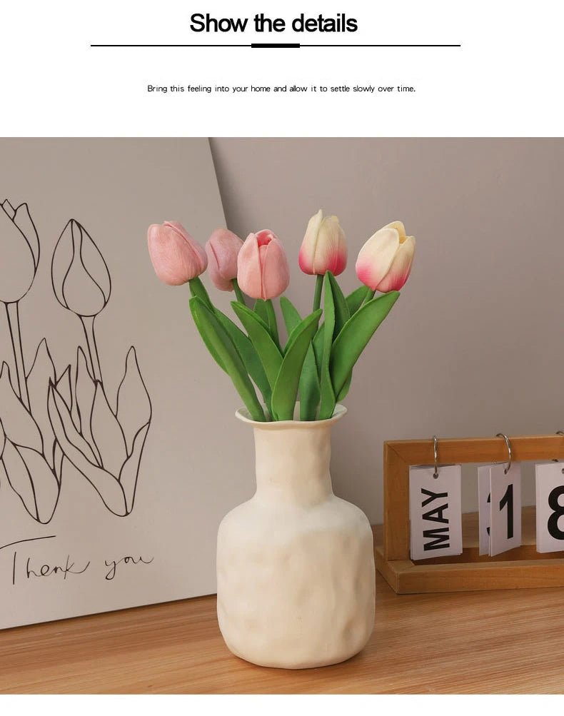 Buquê de Tulipas Artificiais em Silicone PU – 3 a 20 Peças, 34cm, Decoração de Casamento, Casa e Eventos