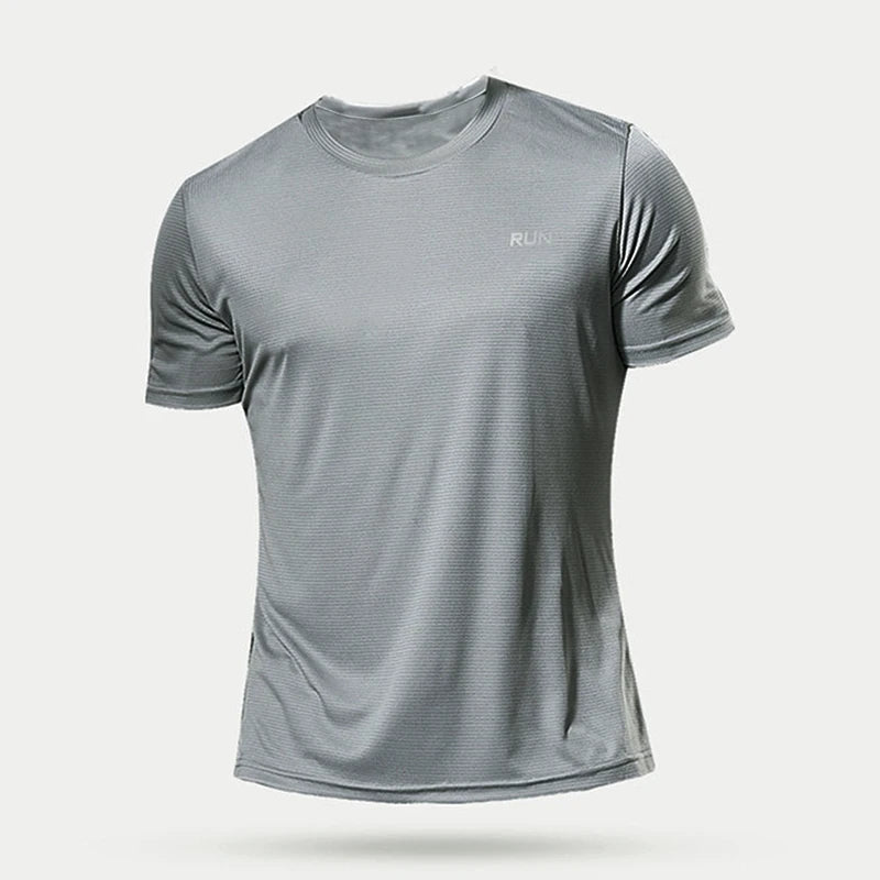 Camiseta Masculina Fitness Manga Curta – Secagem Rápida e Tecido Leve para Academia e Corrida