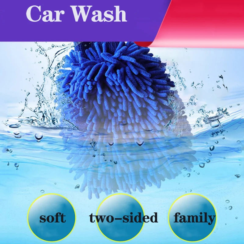 Double-Sided Chenille Car Wash Glove | Soft and Thick Plush | Car Cleaning Accessory