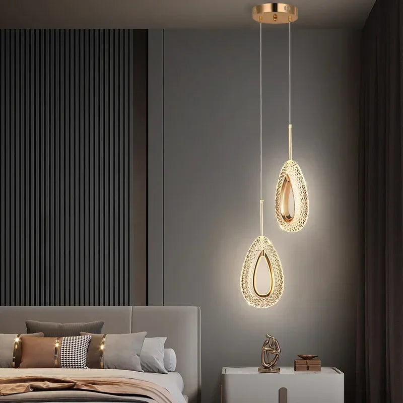 Lustre LED en cristal de luxe nordique – Suspension pour salon, chambre, salle à manger et restaurant